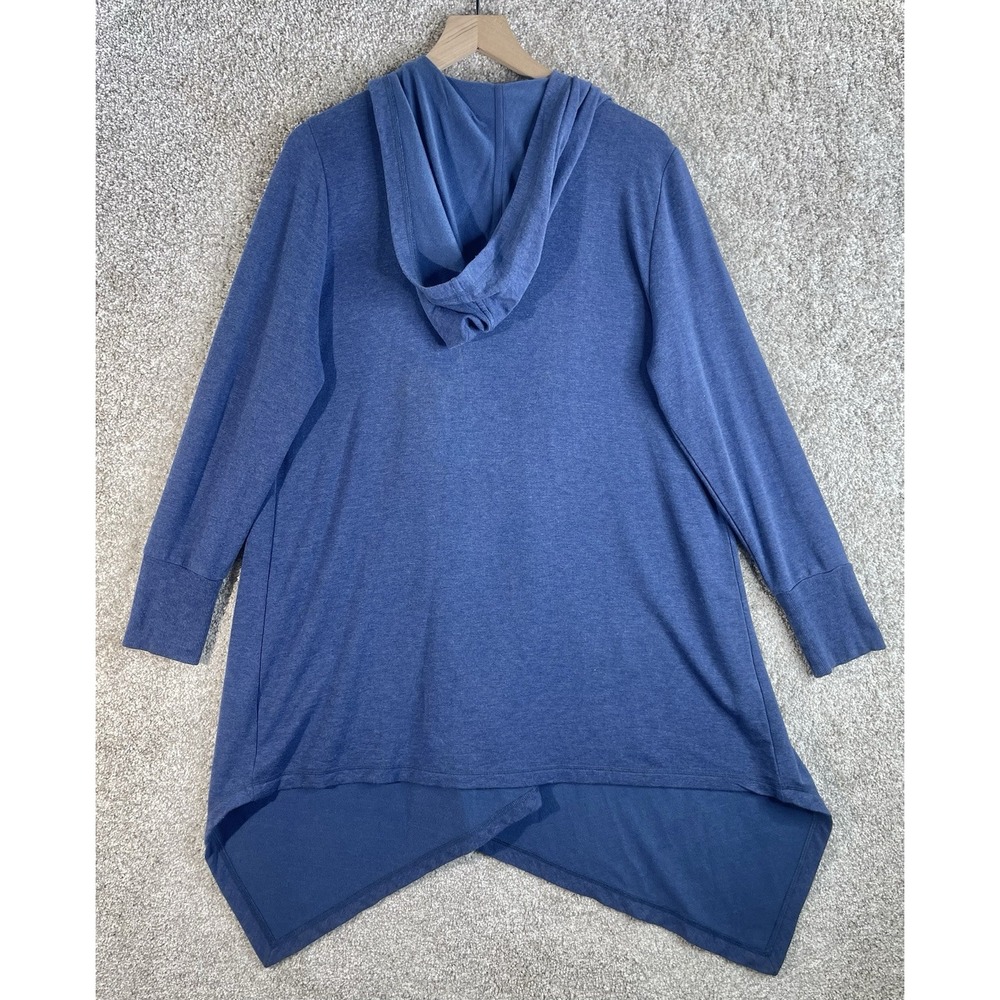 Soft Surroundings Blue Hooded Open-Front Women's Sweater Cardigan - Picture 3 of 7